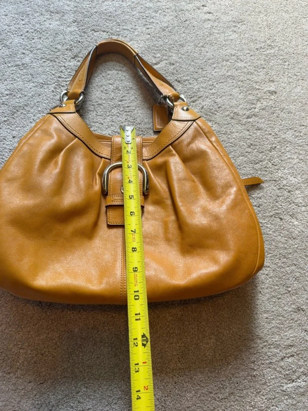 Coach Mustard Yellow Leather Hobo Shoulder Bag Buckle Y2K F16073
